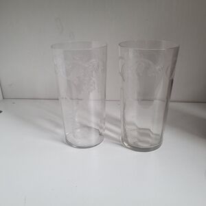 Vintage Tiffin Etched Glass Crystal Tumblers